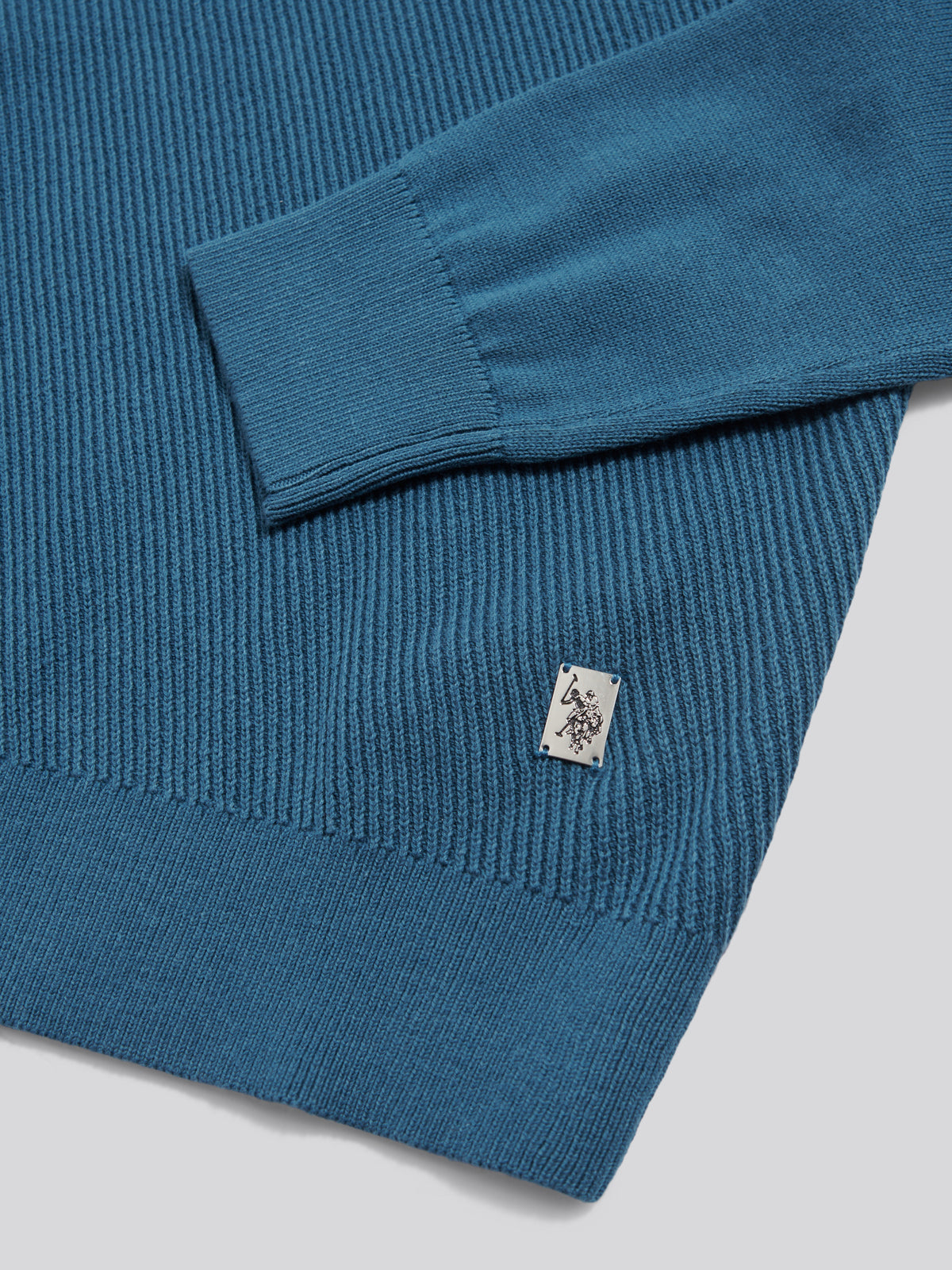 Mens Twill Funnel Neck Quarter Zip Knit Midnight