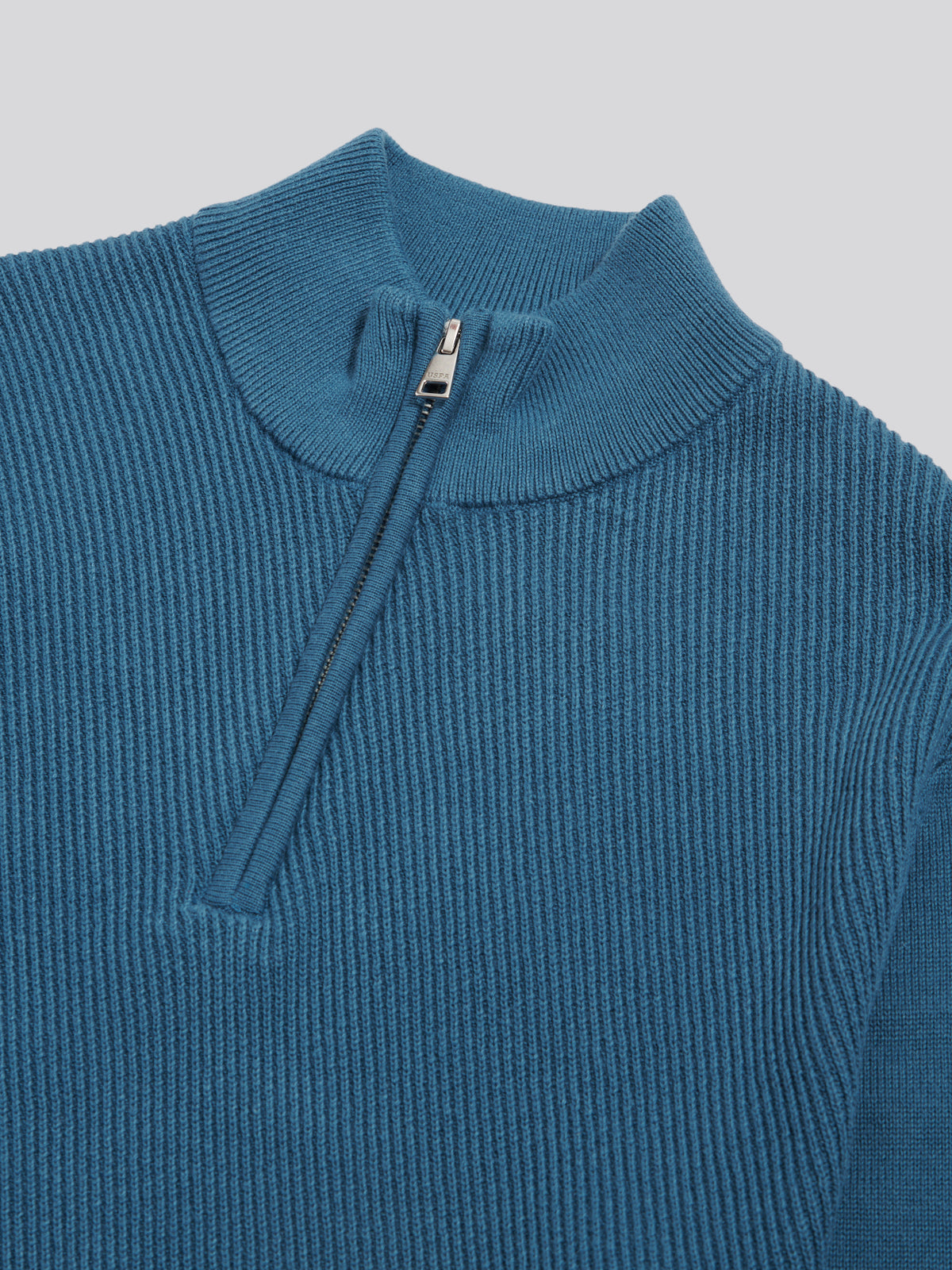 Mens Twill Funnel Neck Quarter Zip Knit Midnight