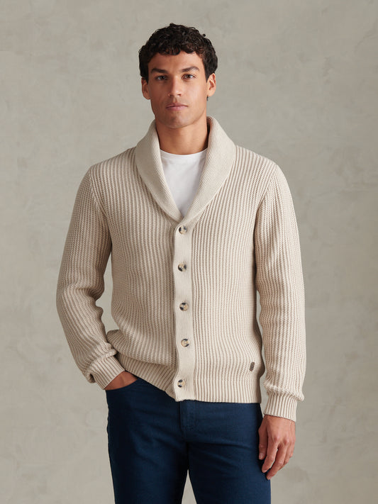 Mens Shawl Collar Knit Cardigan Nacreous Clouds