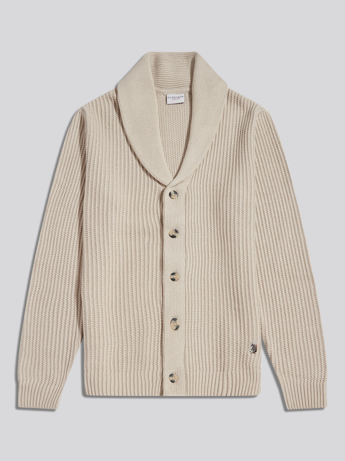 Mens Shawl Collar Knit Cardigan Nacreous Clouds