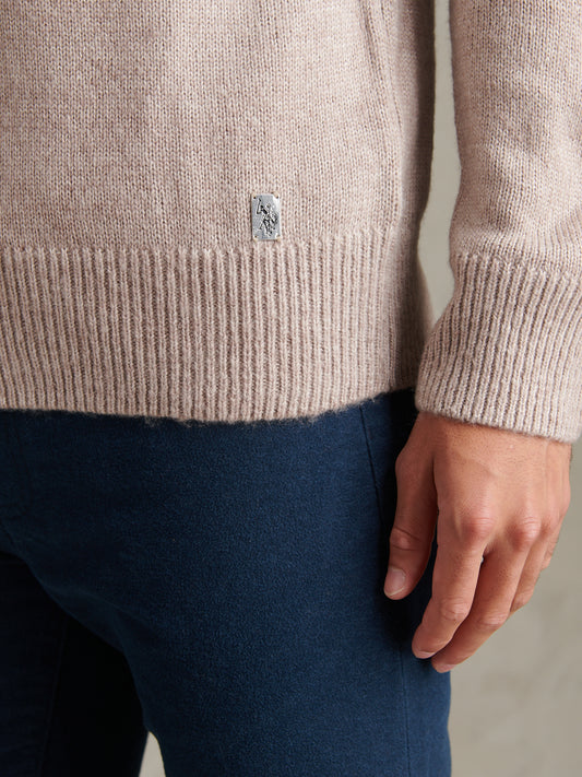 Mens Brushed Knit Zip Through Hoodie Cinder Marl