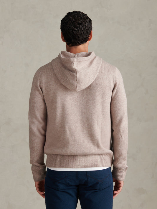 Mens Brushed Knit Zip Through Hoodie Cinder Marl