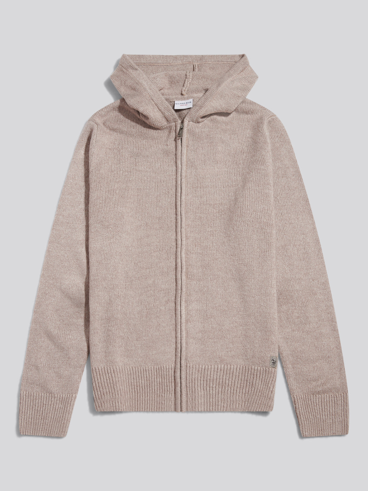 Mens Brushed Knit Zip Through Hoodie Cinder Marl