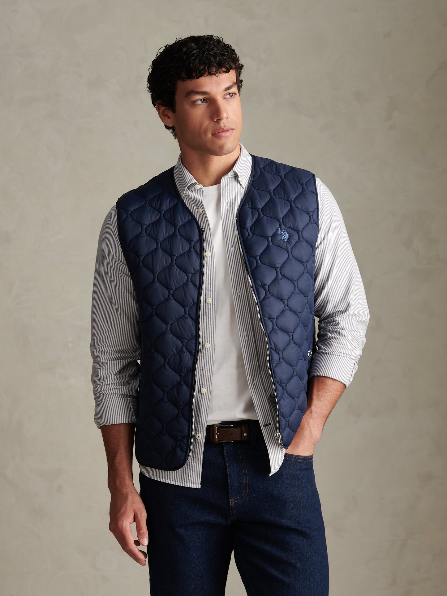 Mens Onion Quilted Gilet Dark Sapphire Navy / Moonlight Blue DHM