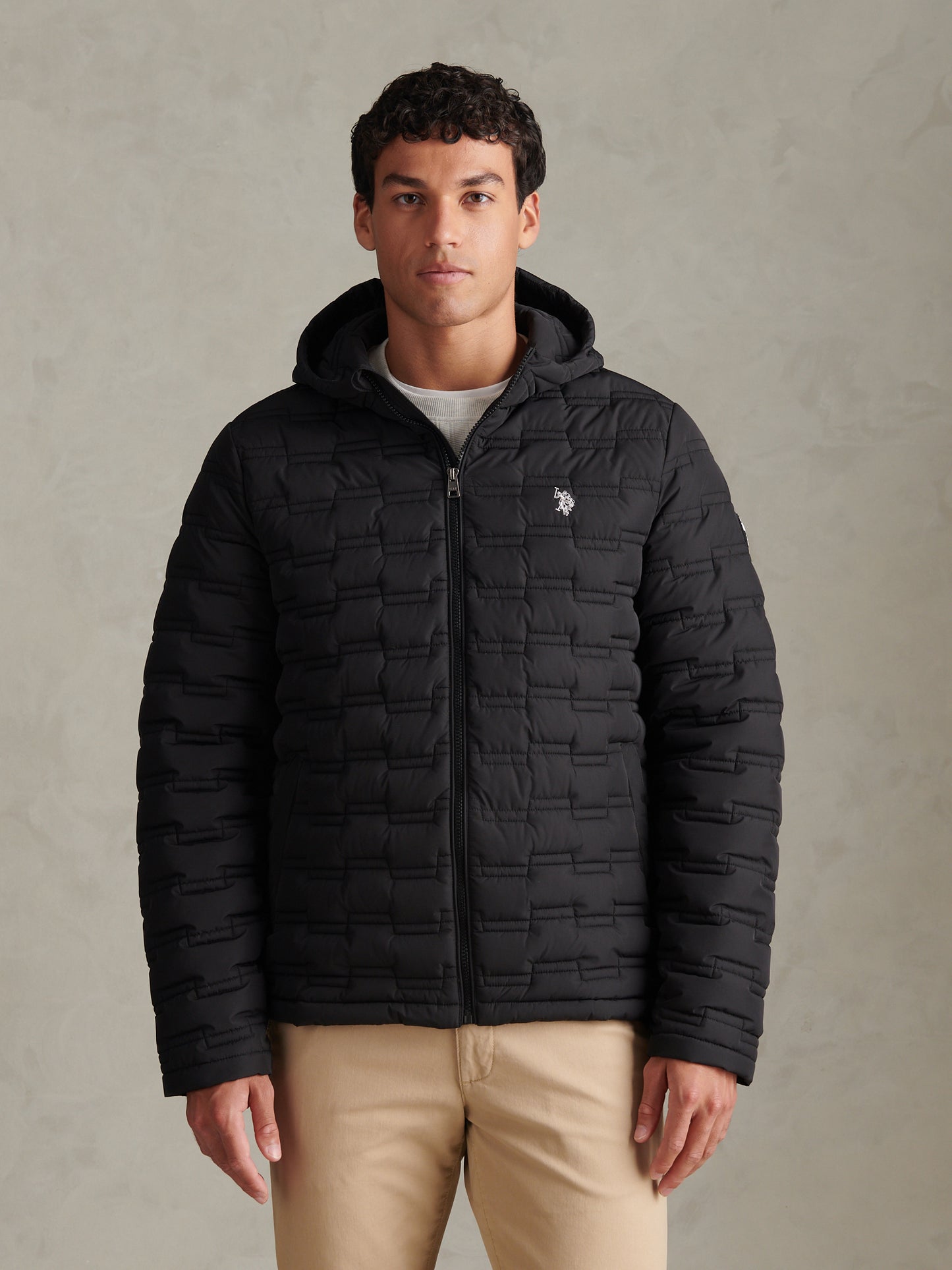 Mens Lightweight Quilted Hooded Puffer Jacket Black