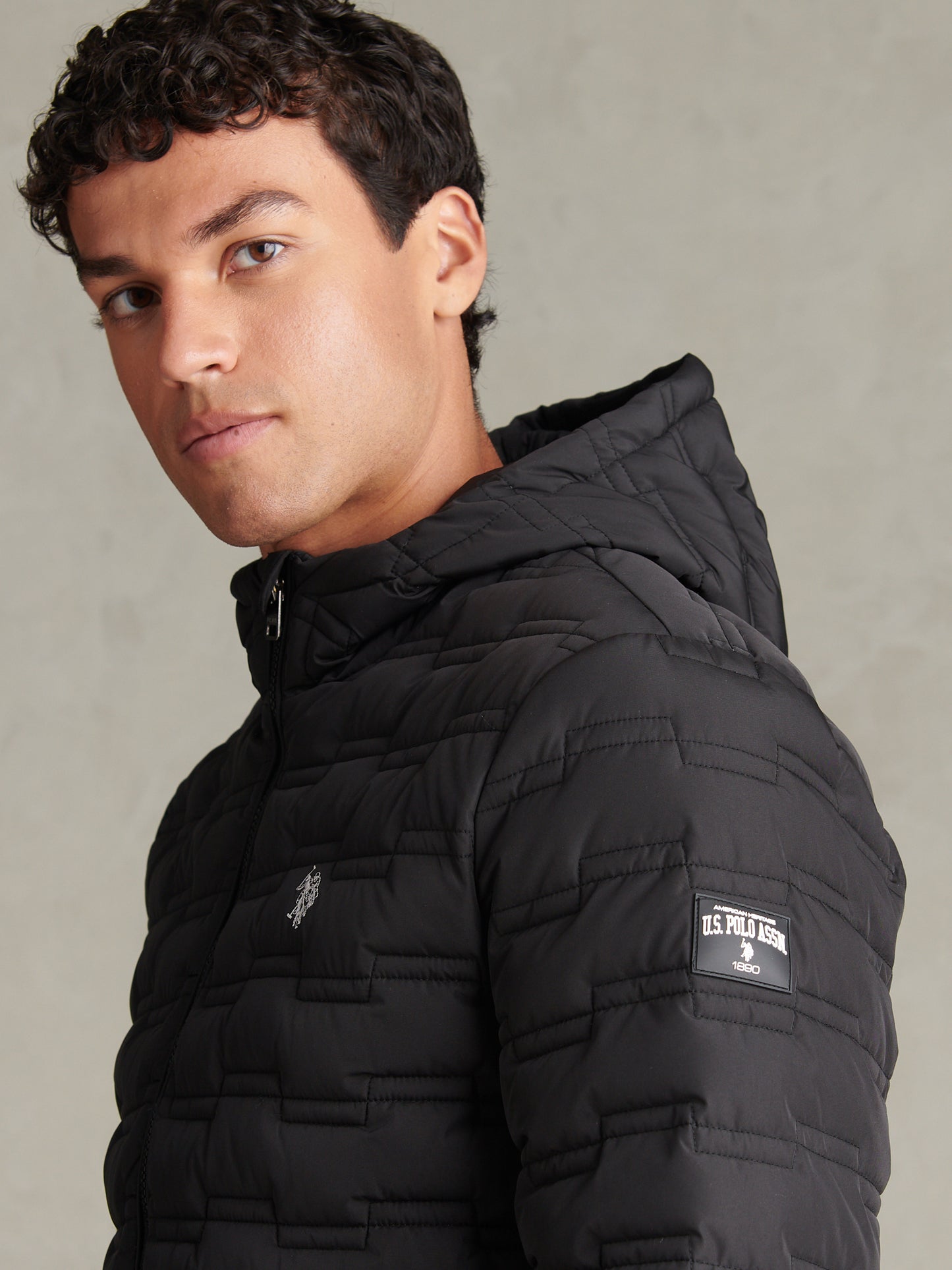 Mens Lightweight Quilted Hooded Puffer Jacket Black