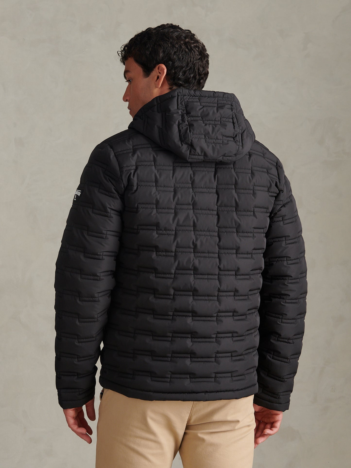 Mens Lightweight Quilted Hooded Puffer Jacket Black