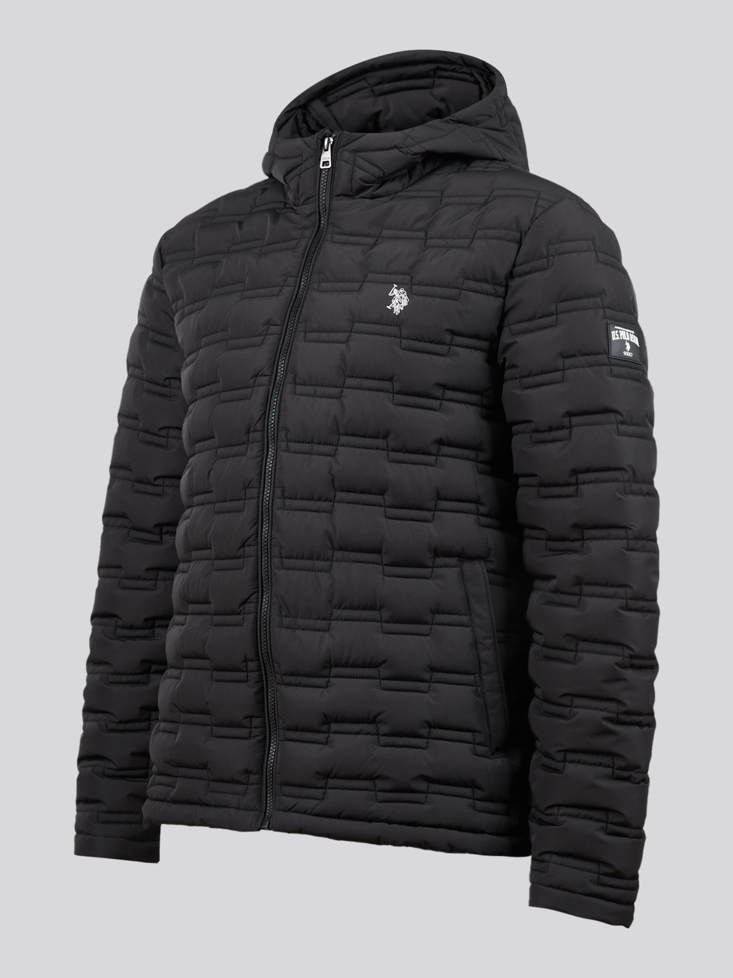 Mens Lightweight Quilted Hooded Puffer Jacket Black