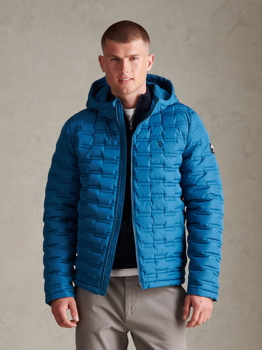 Mens Lightweight Quilted Hooded Puffer Jacket Midnight
