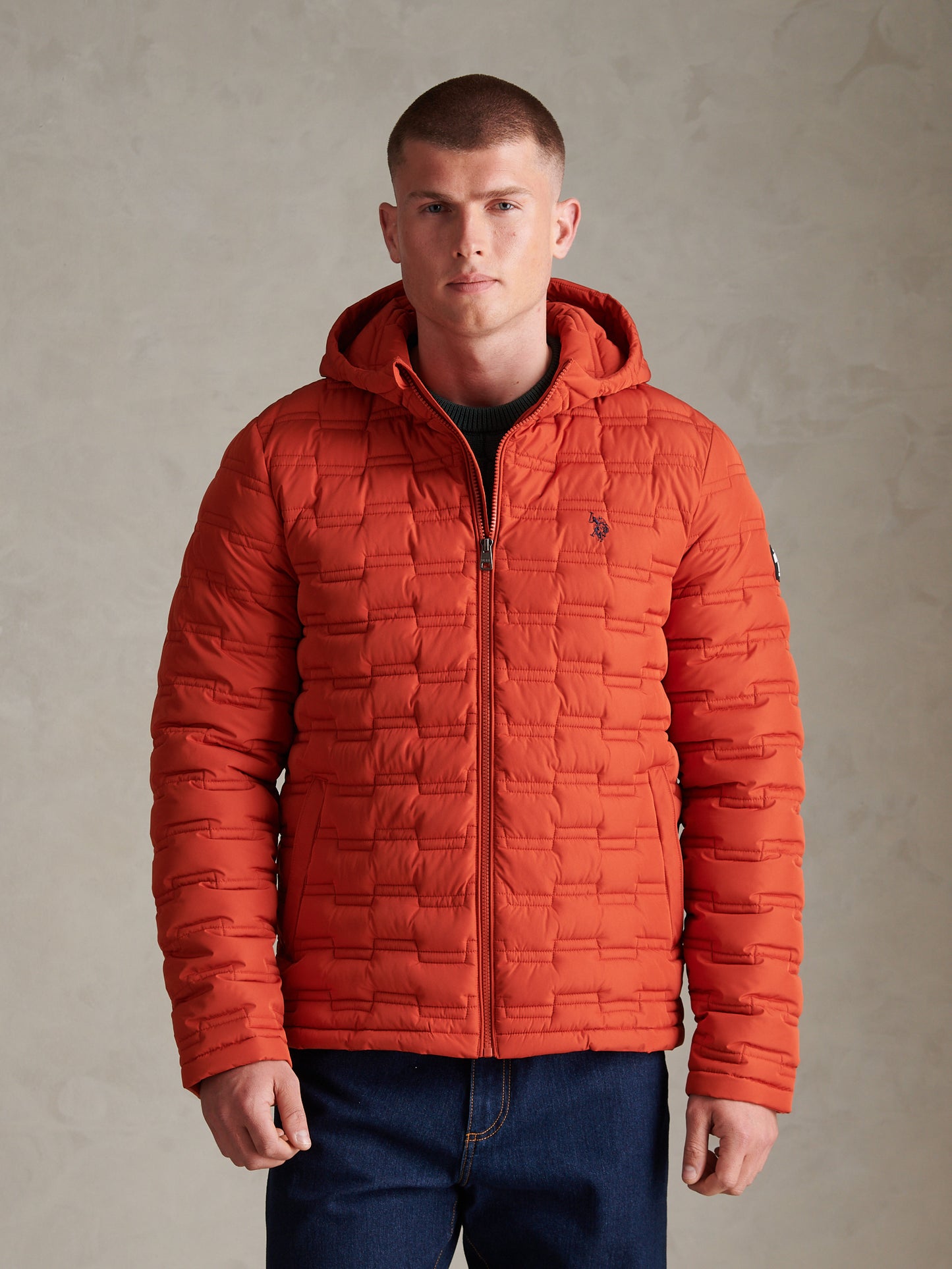 Mens Lightweight Quilted Hooded Puffer Jacket Rooibos Tea