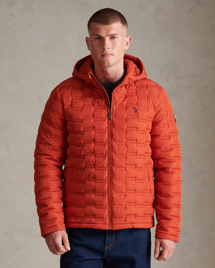 Mens Lightweight Quilted Hooded Puffer Jacket Rooibos Tea