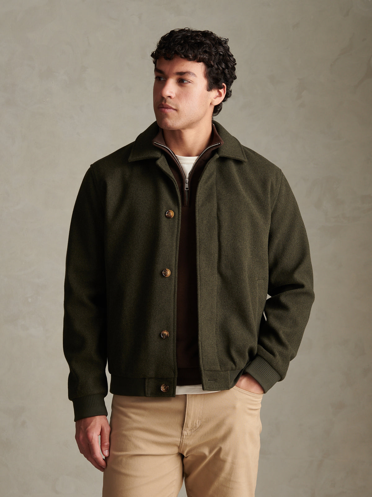 Mens Premium Melton Bomber Jacket Beetle
