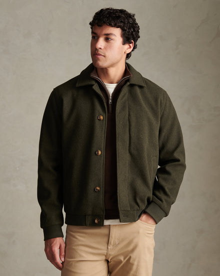 Mens Premium Melton Bomber Jacket Beetle