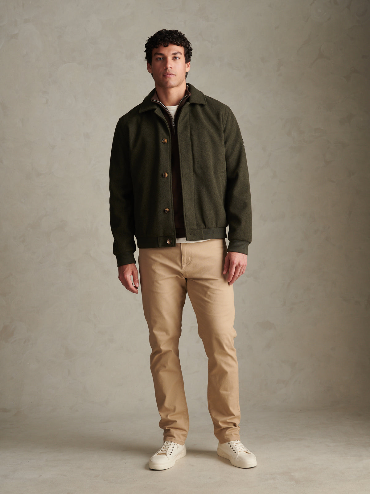 Mens Premium Melton Bomber Jacket Beetle