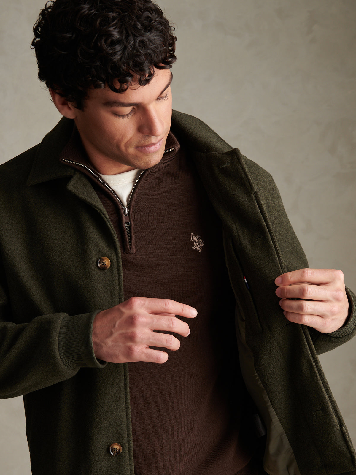 Mens Premium Melton Bomber Jacket Beetle
