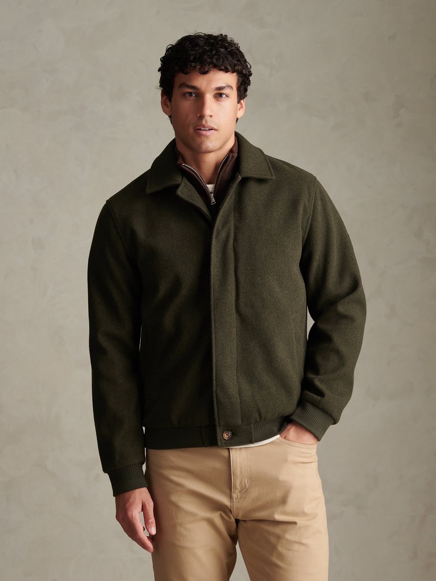 Mens Premium Melton Bomber Jacket Beetle