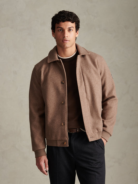 Mens Premium Melton Bomber Jacket Cinder
