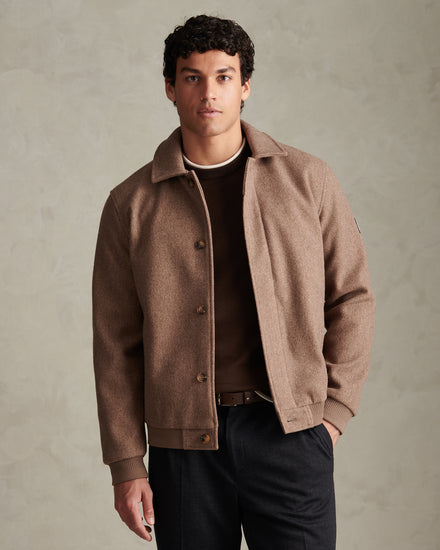 Mens Premium Melton Bomber Jacket Cinder