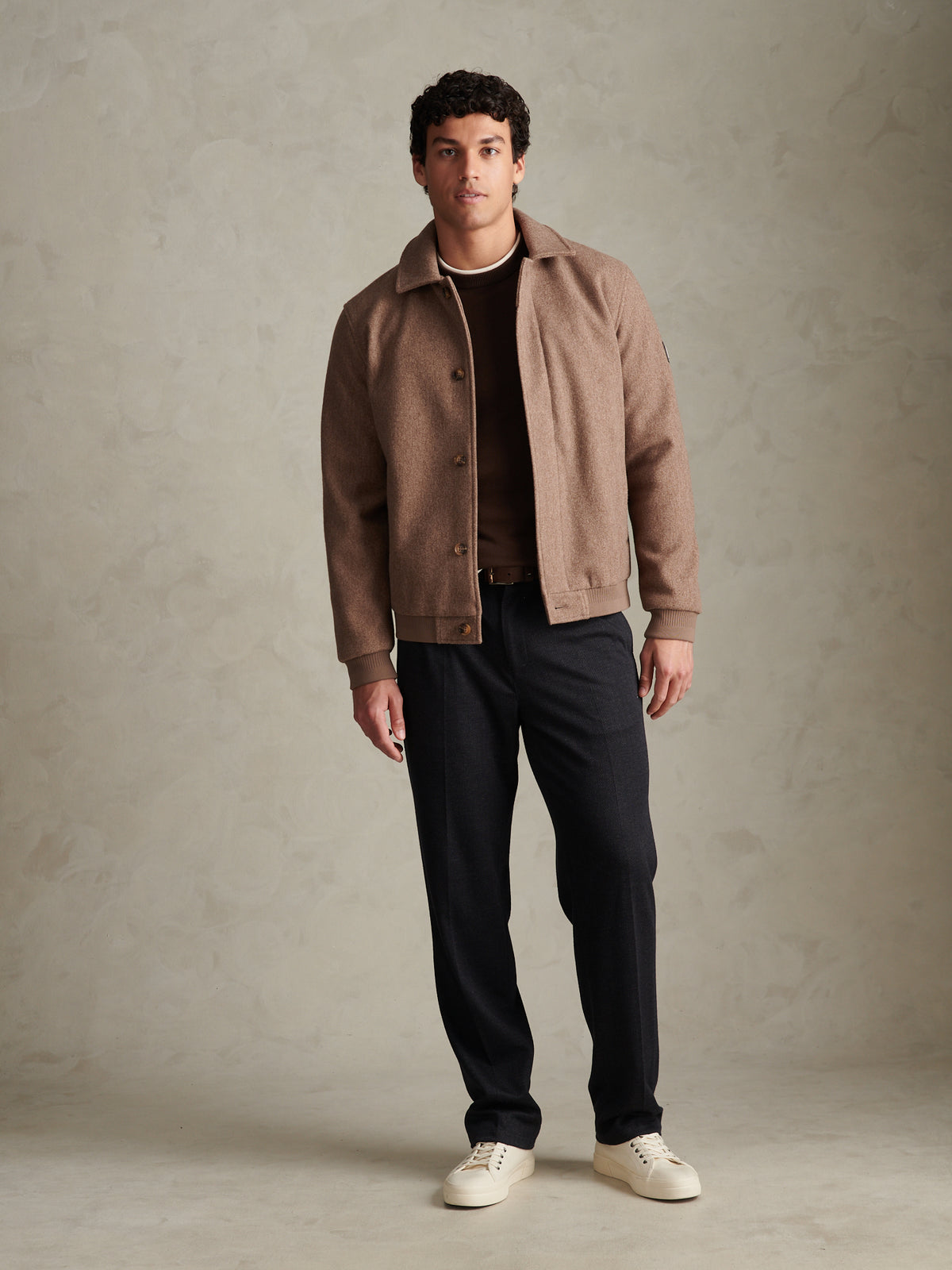 Mens Premium Melton Bomber Jacket Cinder
