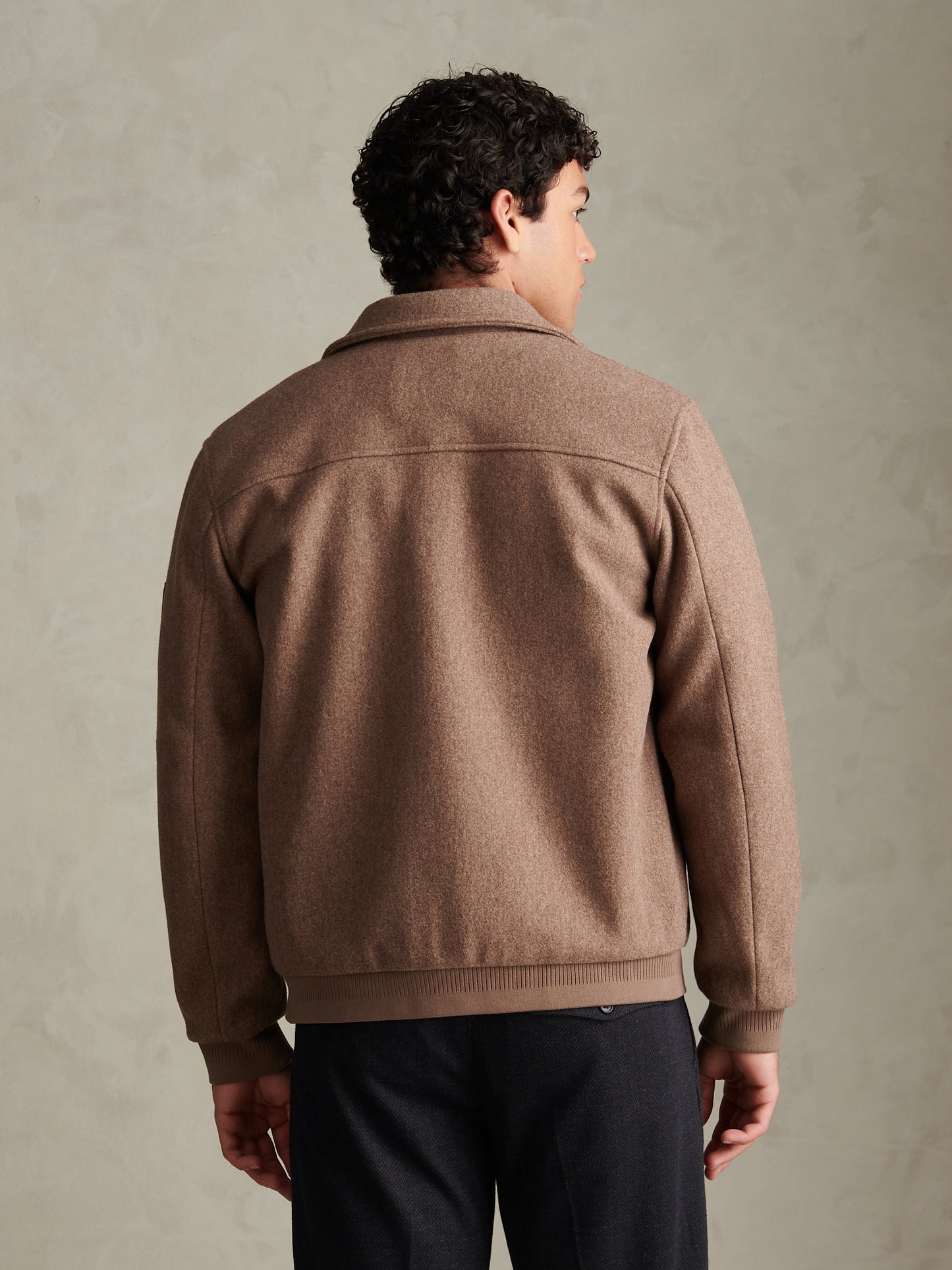 Mens Premium Melton Bomber Jacket Cinder