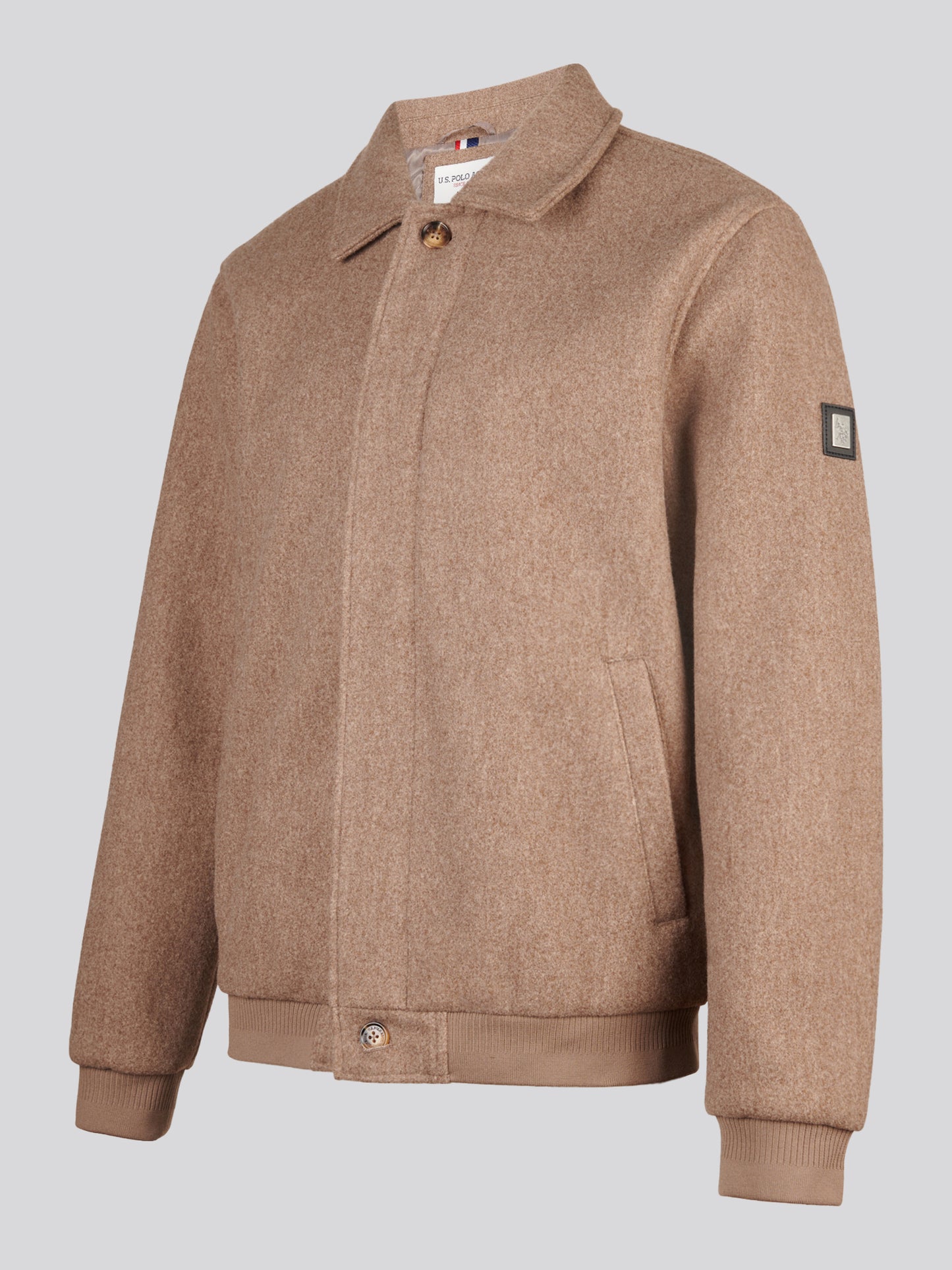 Mens Premium Melton Bomber Jacket Cinder