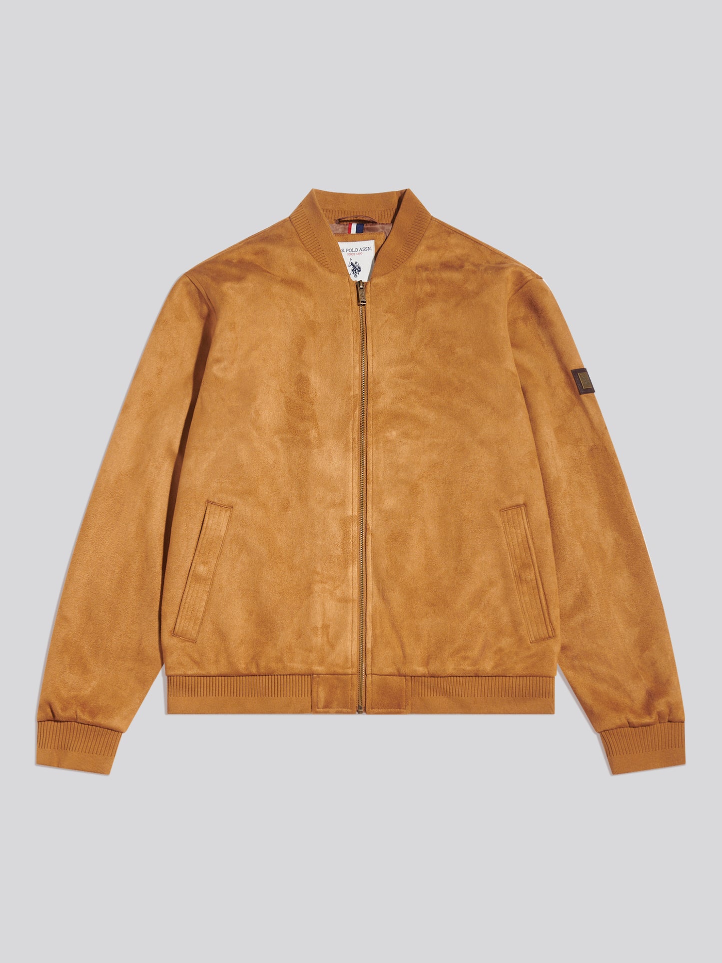 Mens Premium Faux Suede Bomber Jacket Autumn Leaf