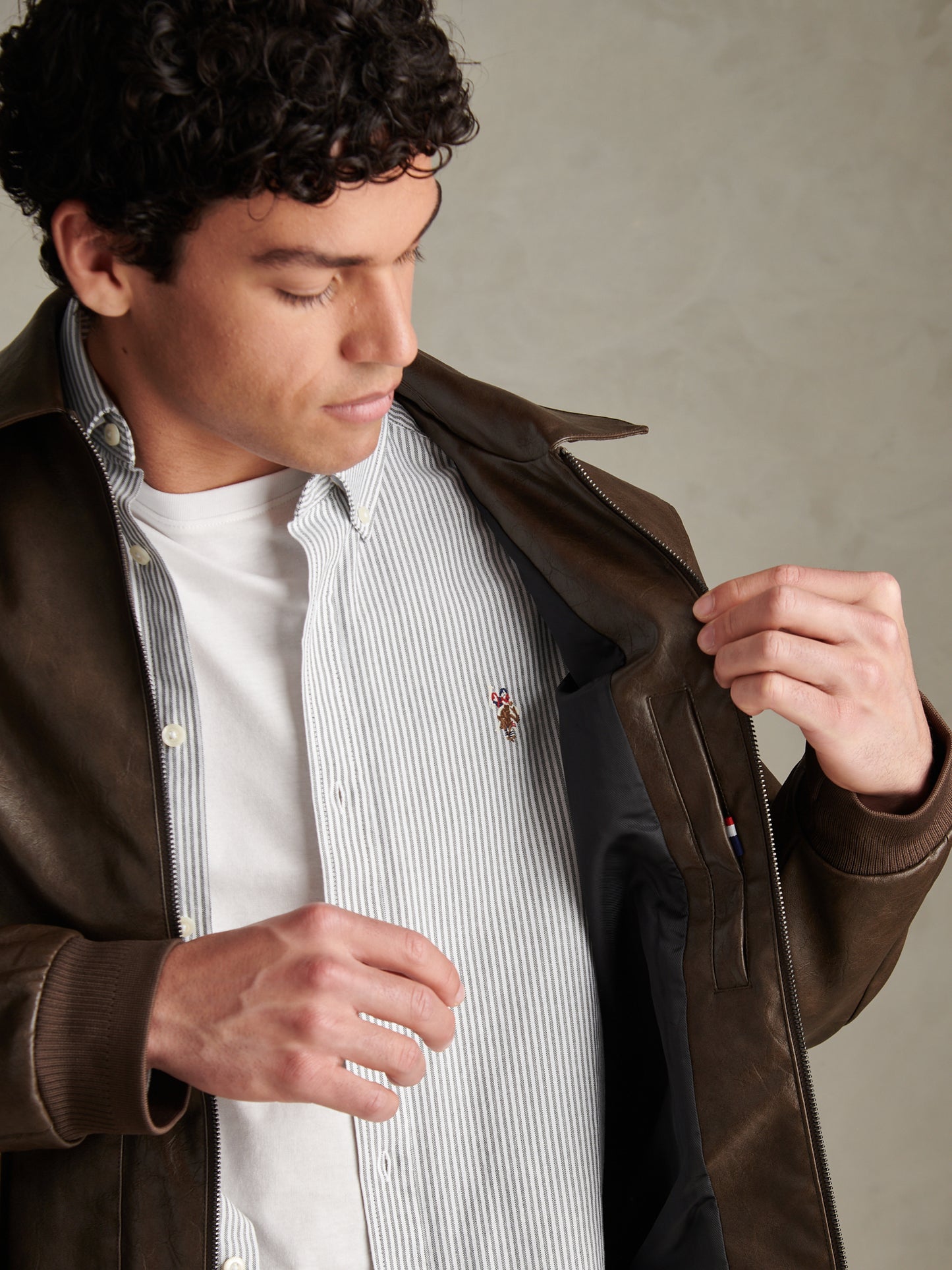 Mens Premium Faux Leather Flight Jacket Chocolate Martini