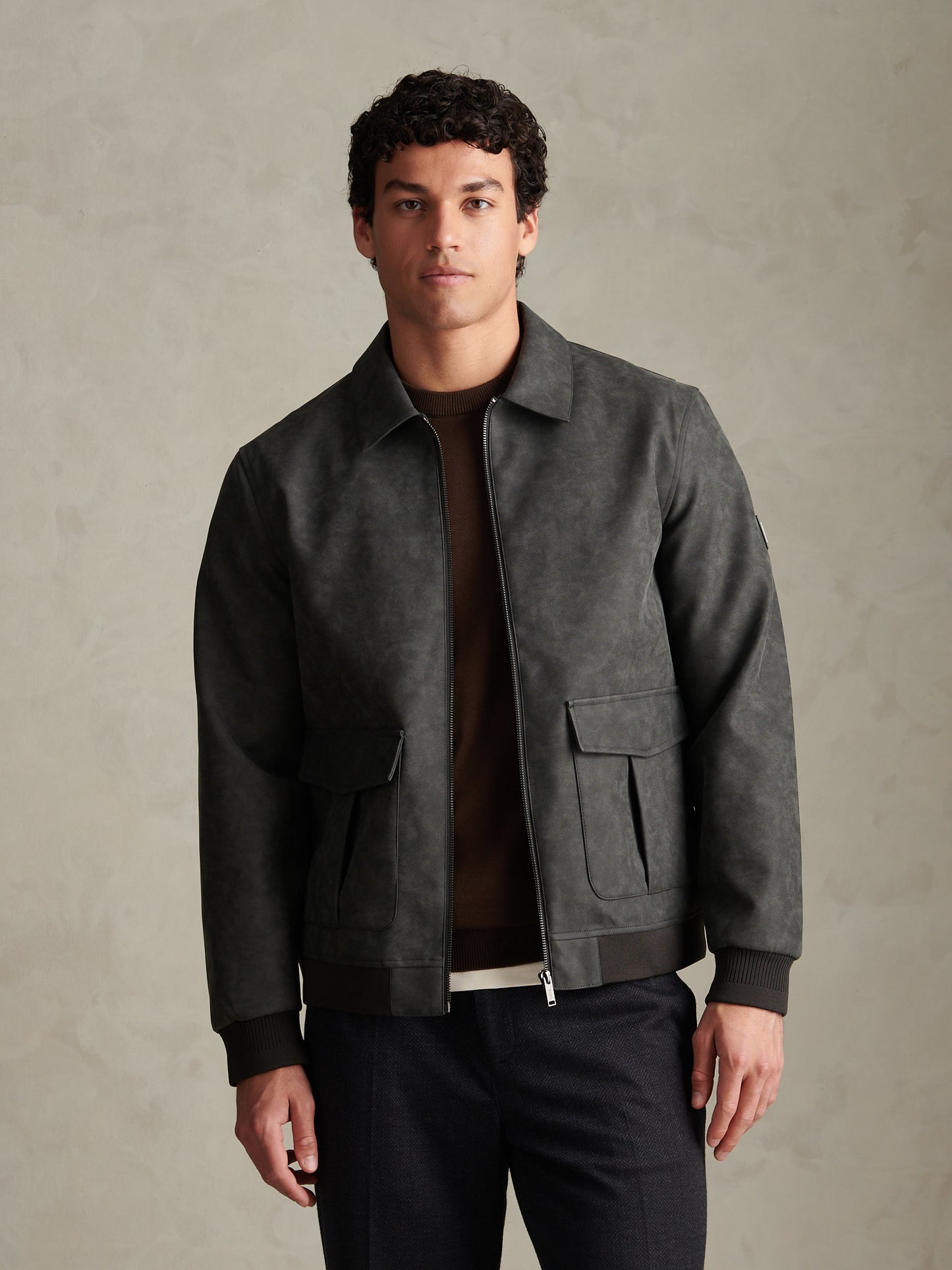 Mens Premium Faux Leather Flight Jacket Bracken