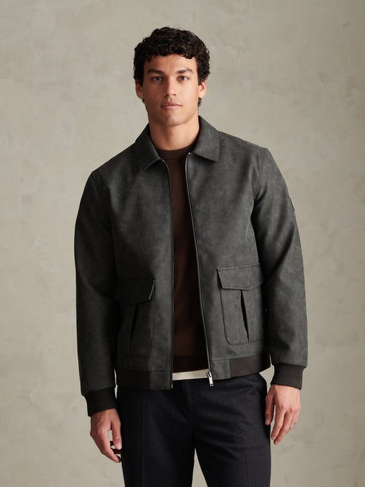 Mens Premium Faux Leather Flight Jacket Bracken
