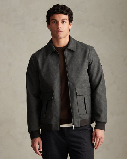Mens Premium Faux Leather Flight Jacket Bracken