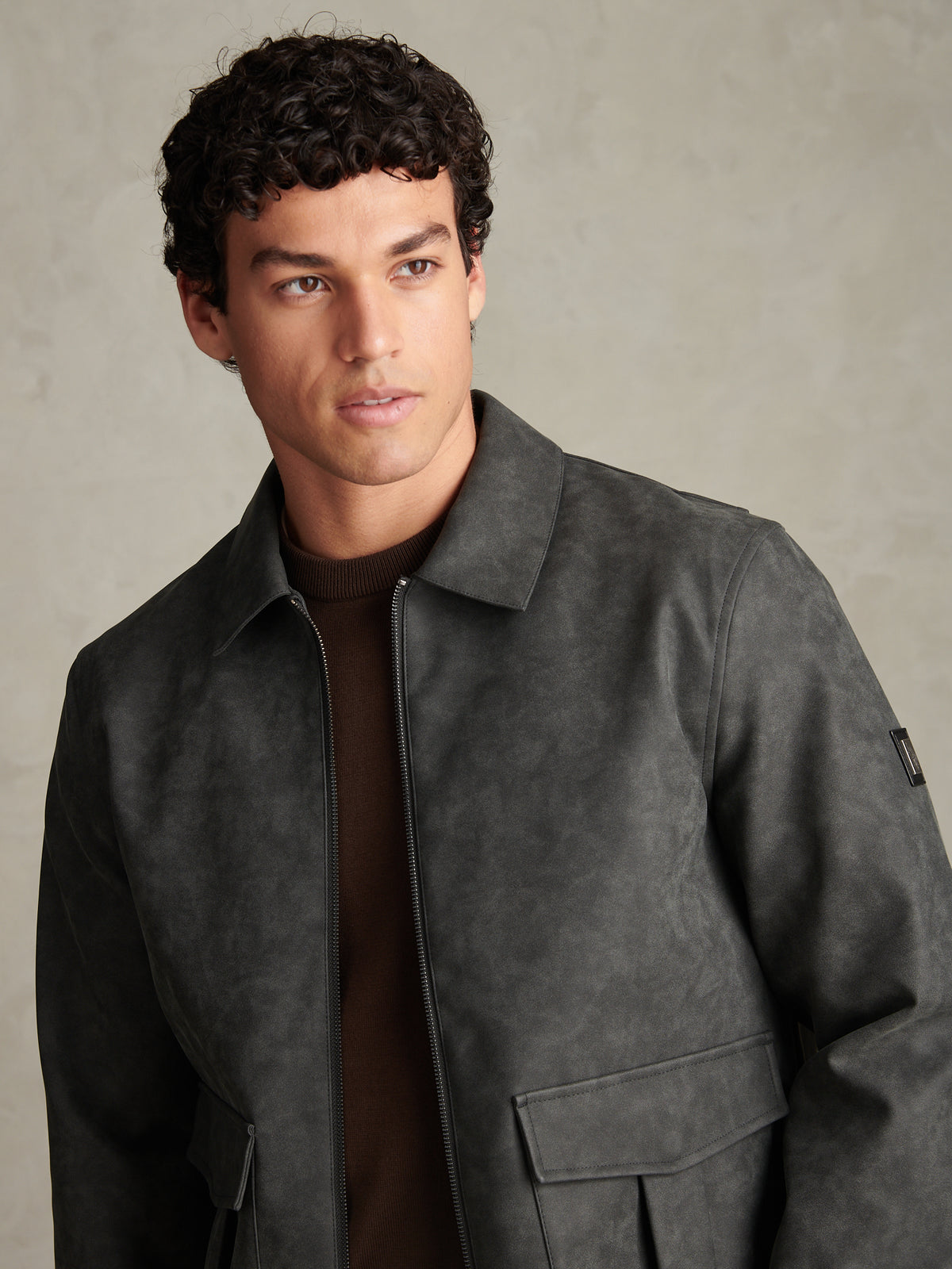 Mens Premium Faux Leather Flight Jacket Bracken