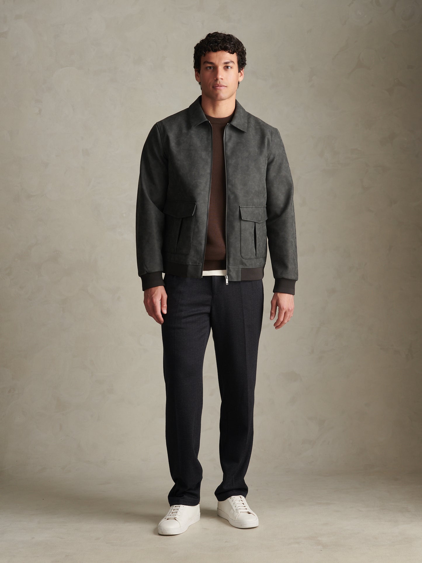 Mens Premium Faux Leather Flight Jacket Bracken