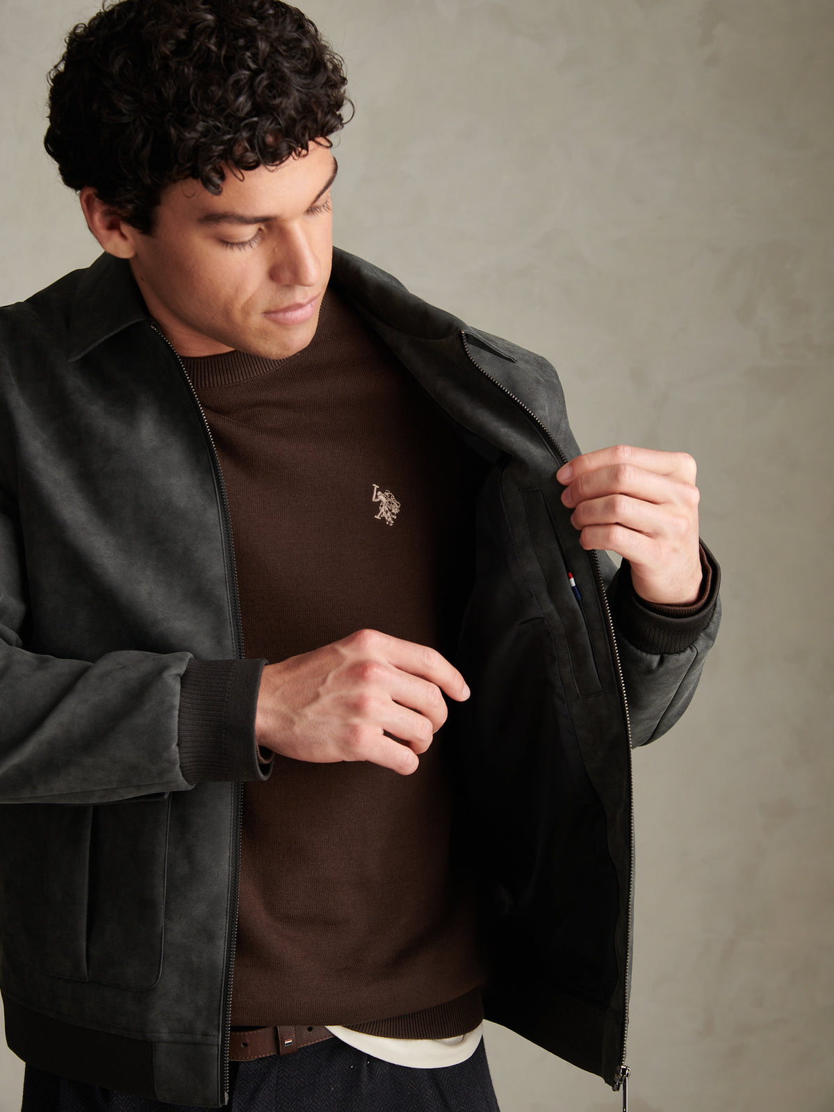 Mens Premium Faux Leather Flight Jacket Bracken
