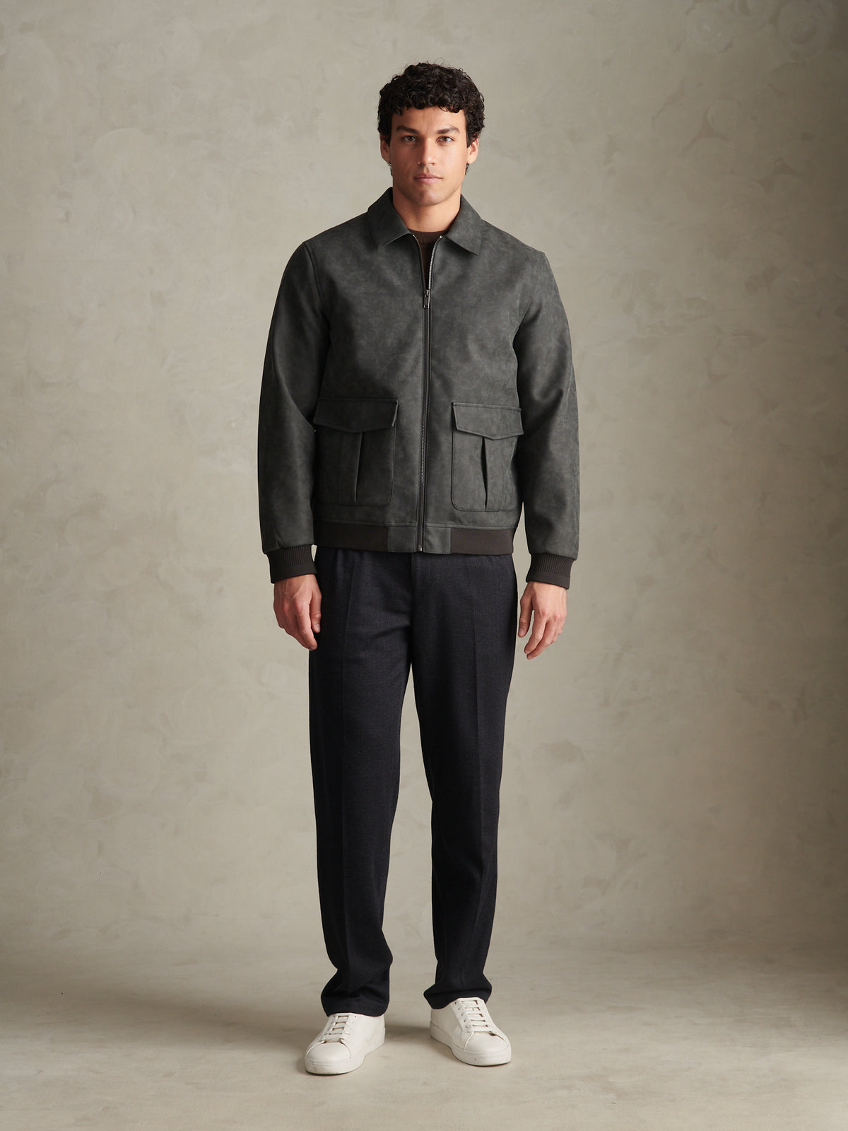 Mens Premium Faux Leather Flight Jacket Bracken