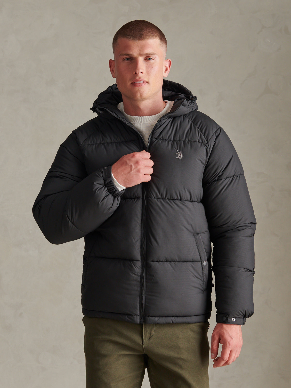 Mens Hooded Puffer Jacket Black