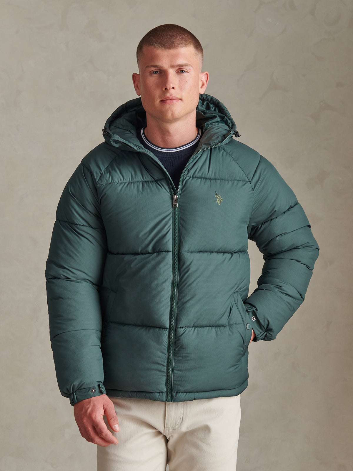 Mens Hooded Puffer Jacket Green Gables