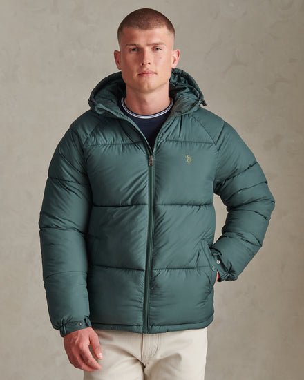 Mens Hooded Puffer Jacket Green Gables