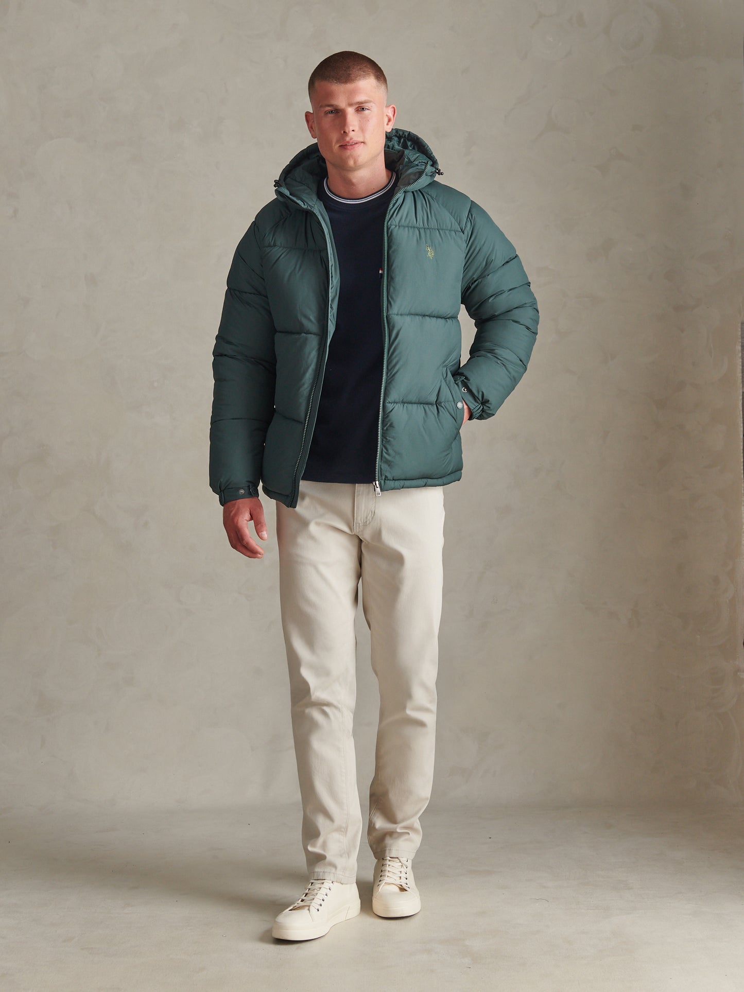 Mens Hooded Puffer Jacket Green Gables