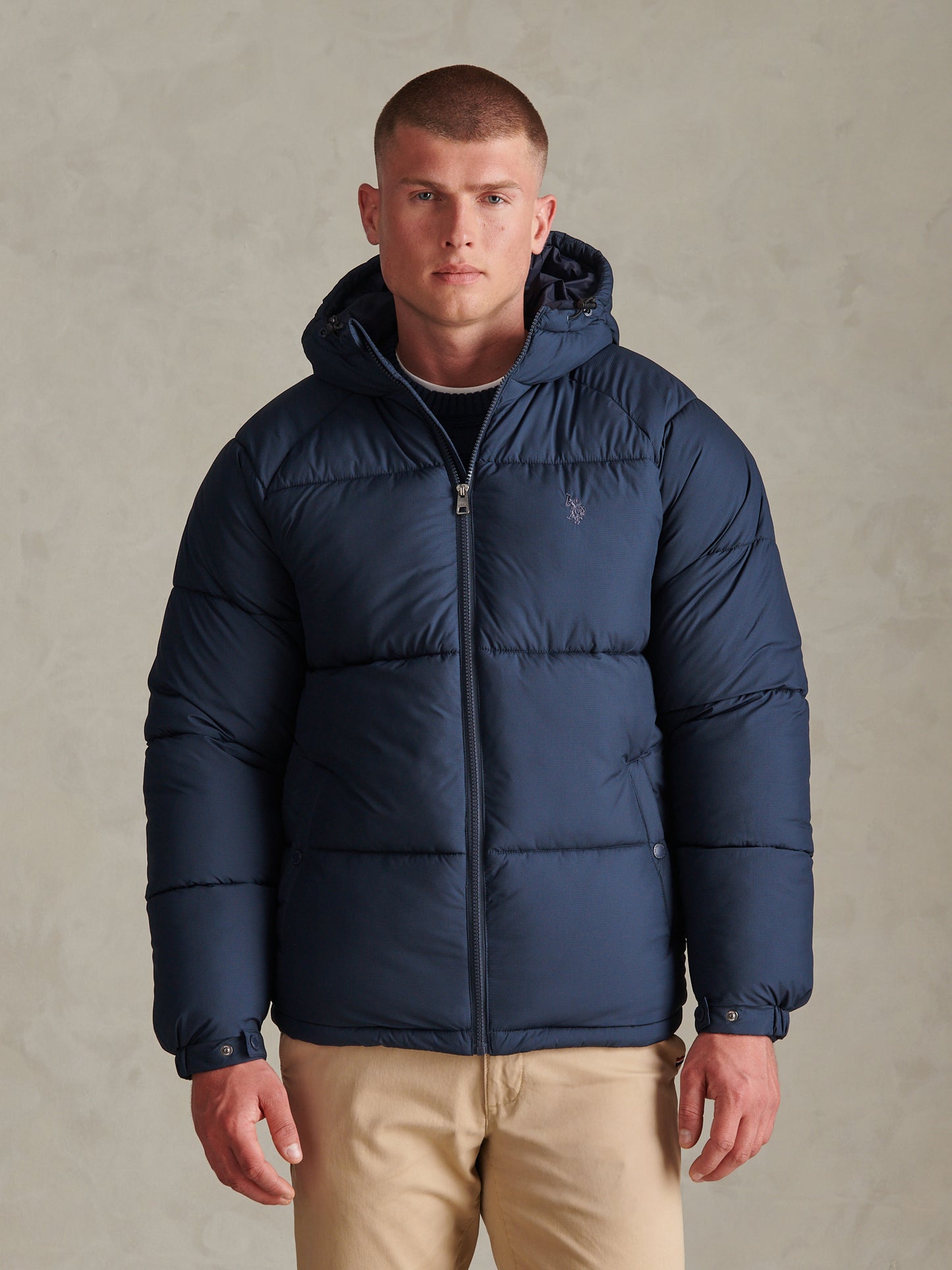 Mens Hooded Puffer Jacket Dark Sapphire Navy