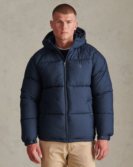 Mens Hooded Puffer Jacket Dark Sapphire Navy