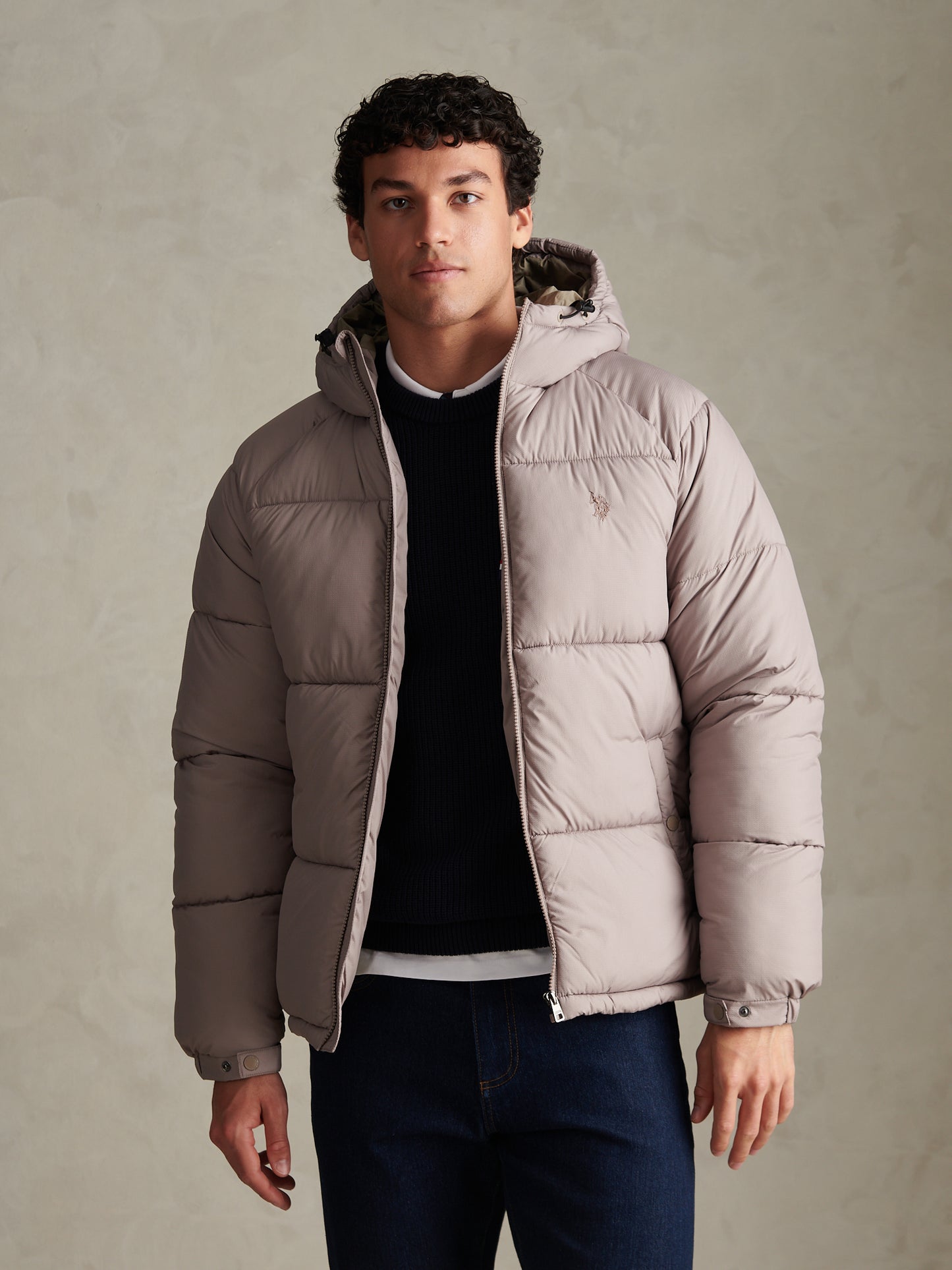 Mens Hooded Puffer Jacket Cinder