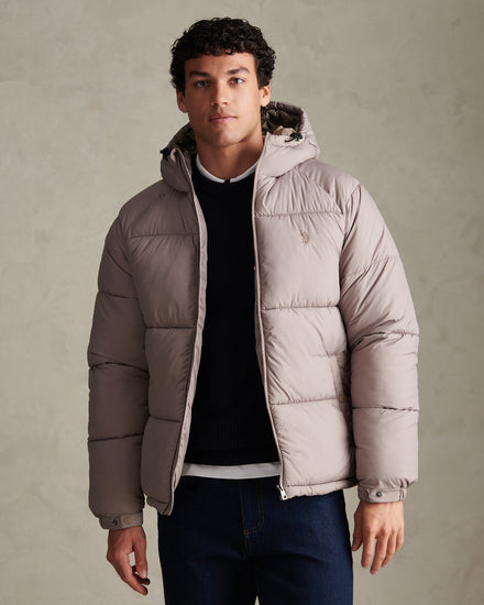 Mens Hooded Puffer Jacket Cinder