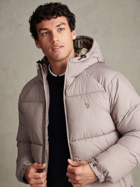 Mens Hooded Puffer Jacket Cinder