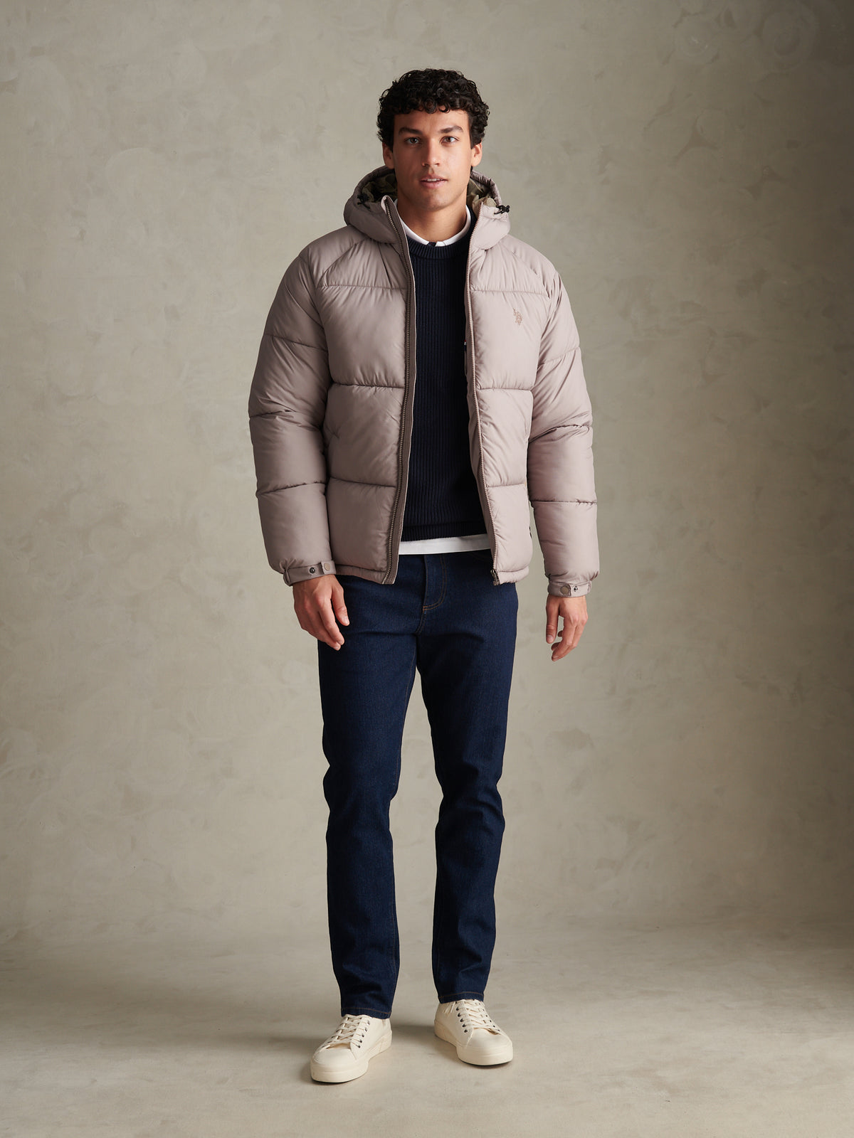 Mens Hooded Puffer Jacket Cinder