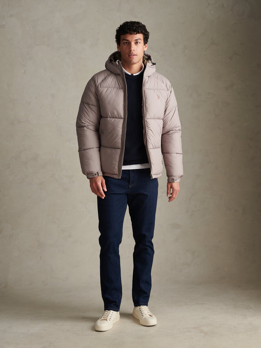 Mens Hooded Puffer Jacket Cinder