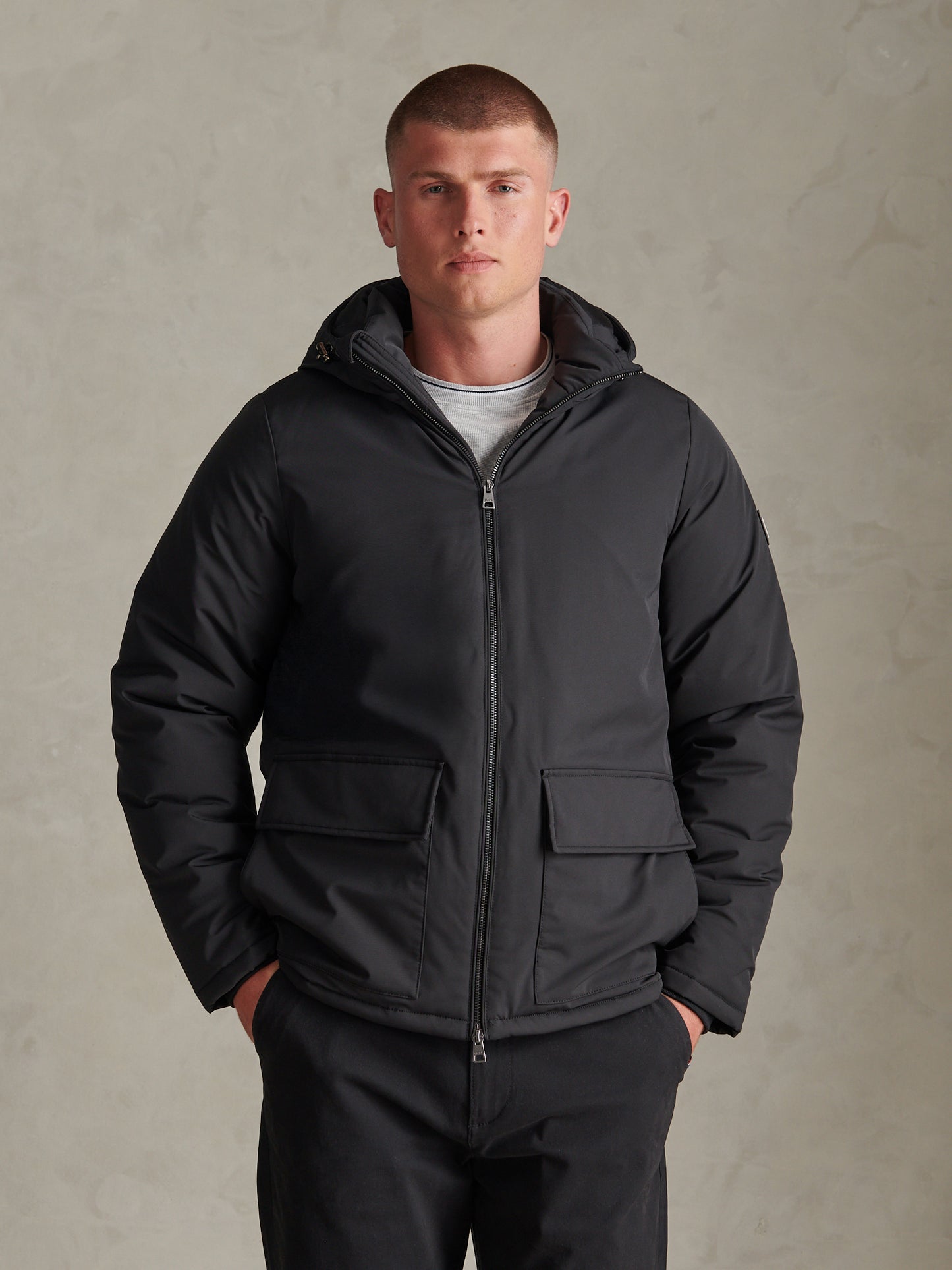 Mens Smart Short Padded Jacket Black
