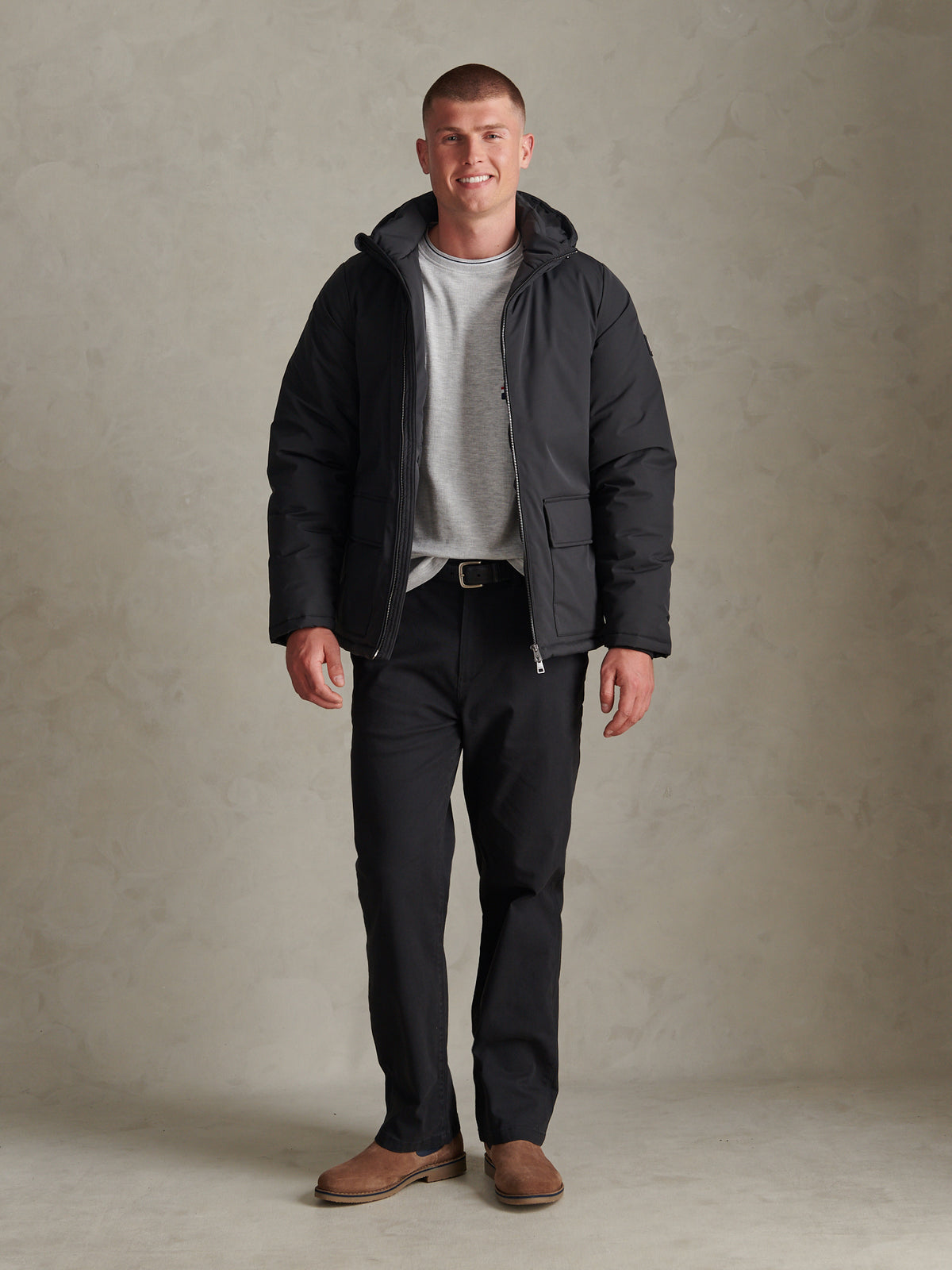 Mens Smart Short Padded Jacket Black