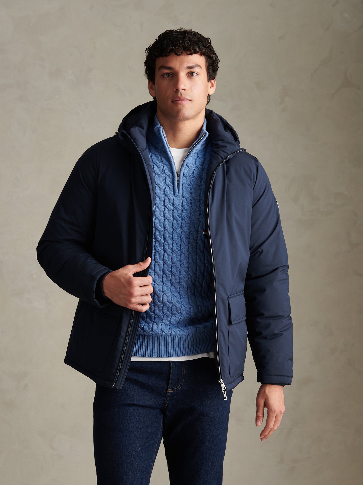 Mens Smart Short Padded Jacket Dark Sapphire Navy