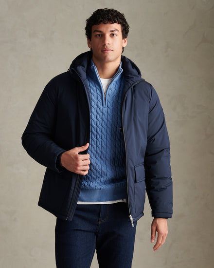 Mens Smart Short Padded Jacket Dark Sapphire Navy