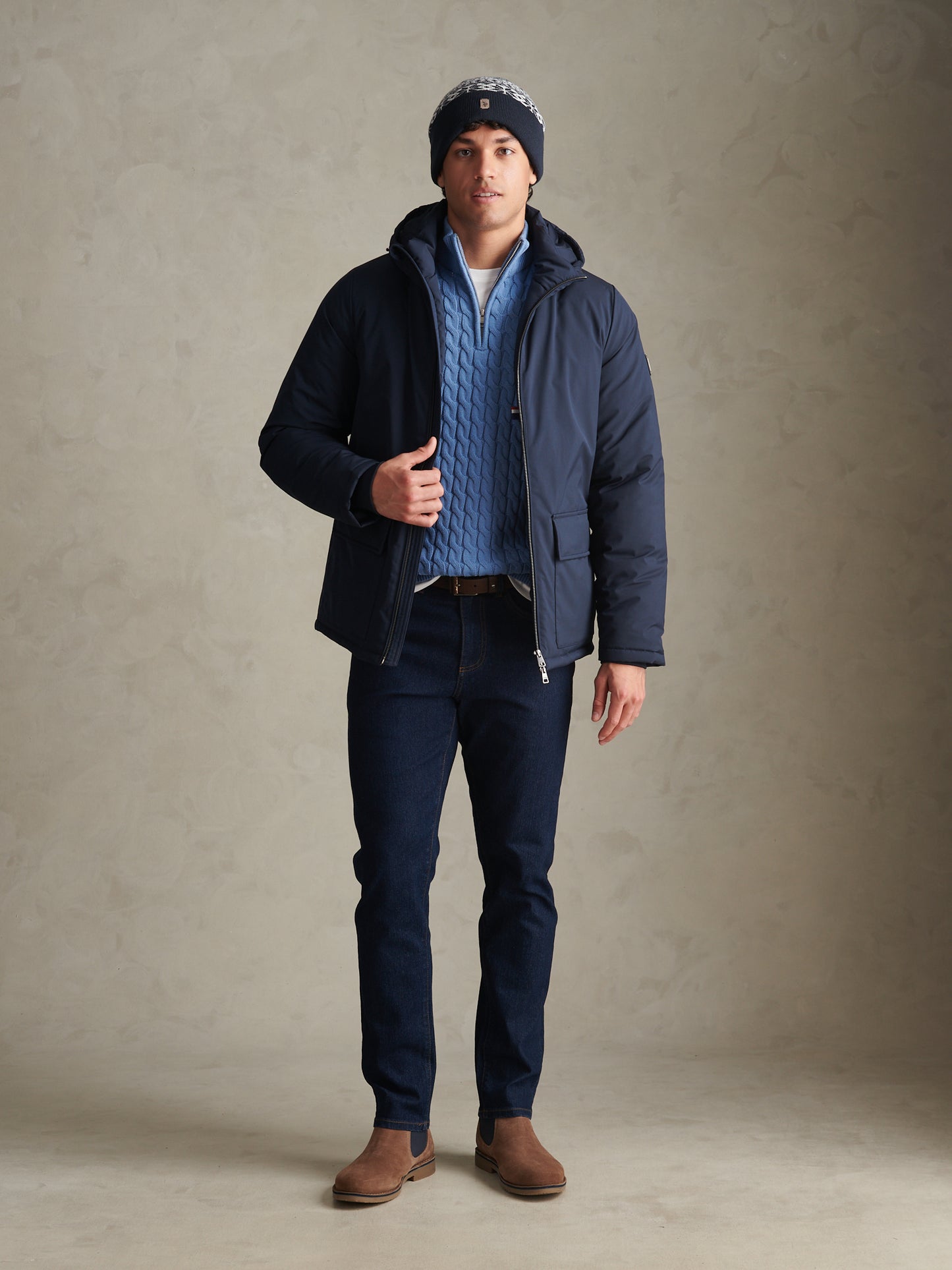 Mens Smart Short Padded Jacket Dark Sapphire Navy